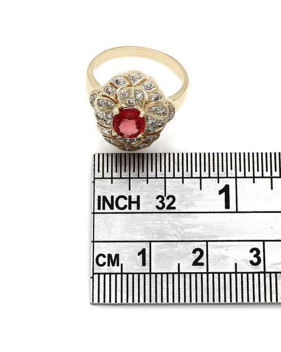 Red Spinel and Diamond Fashion Ring