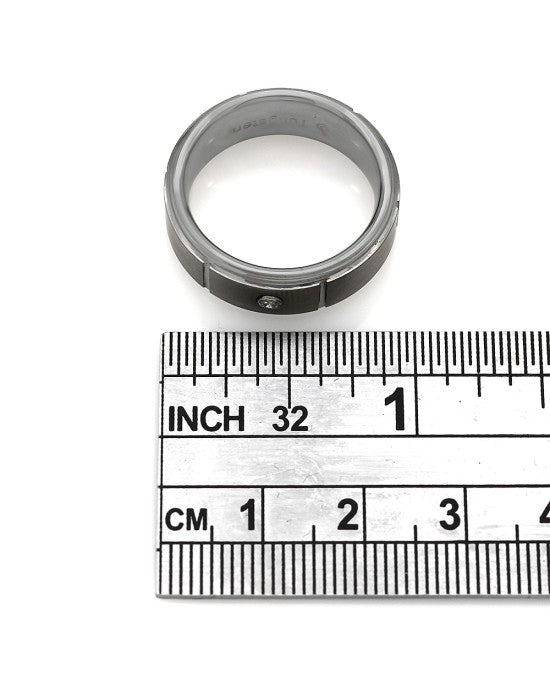 Gentleman's Tungsten Band with Diamond Solitaire