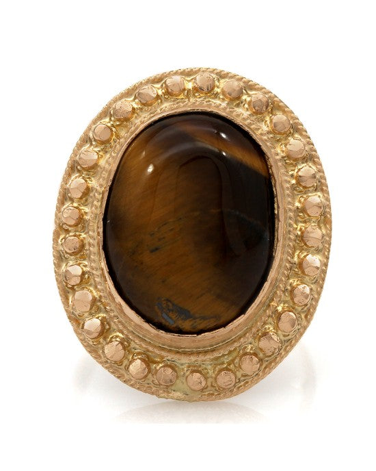 Tiger Eye Ring in 22K Gold