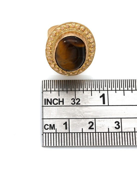Tiger Eye Ring in 22K Gold