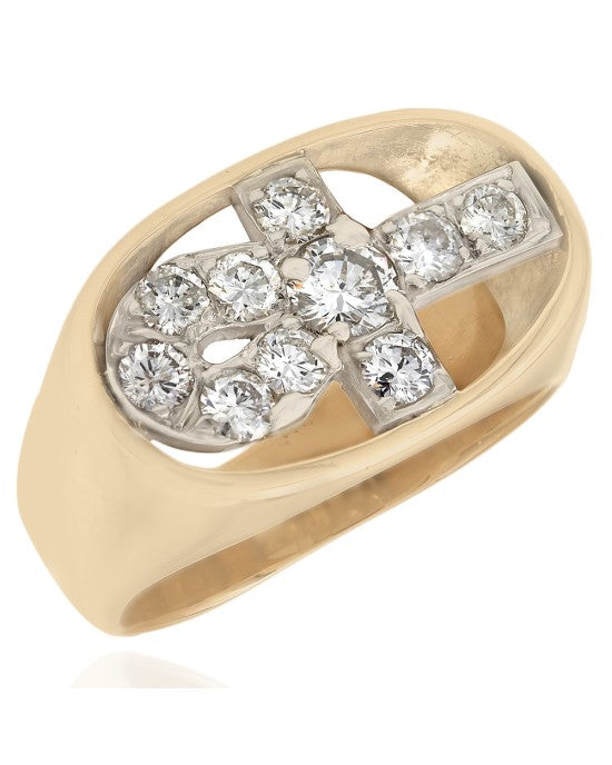 Diamond Ankh Cross Ring