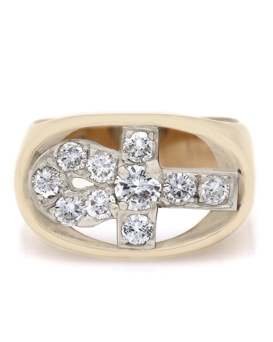 Diamond Ankh Cross Ring