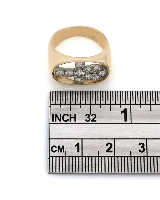 Diamond Ankh Cross Ring