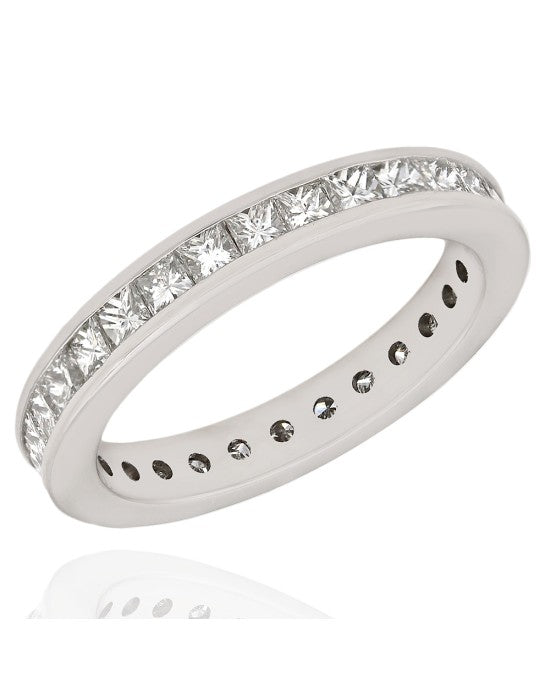 Channel Set Princess Diamond Eternity Band in High Polish Platinum