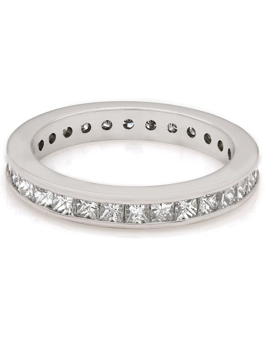 Channel Set Princess Diamond Eternity Band in High Polish Platinum