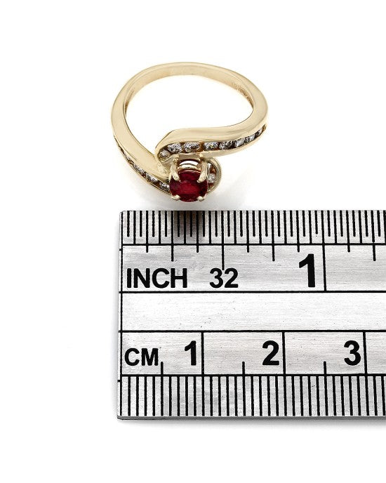 Ruby and Diamond Bypass Ring