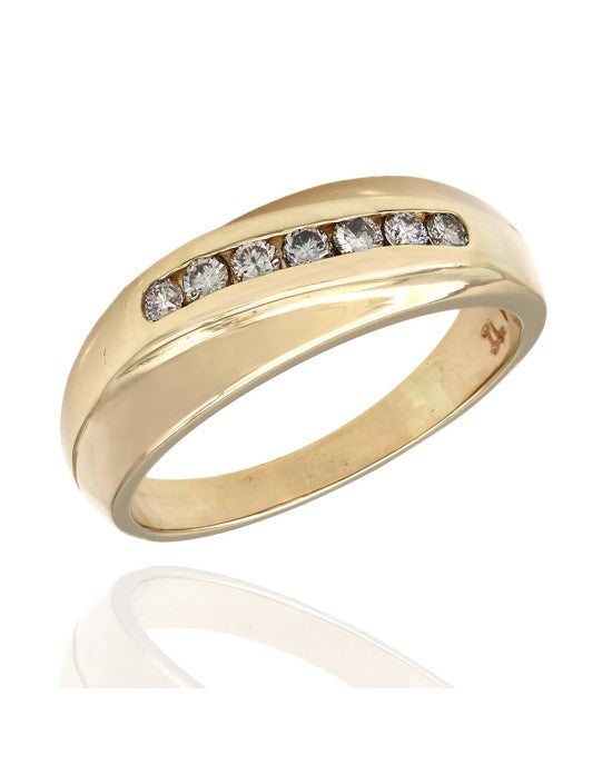 Gentleman's Diagonal Set Diamond Ring