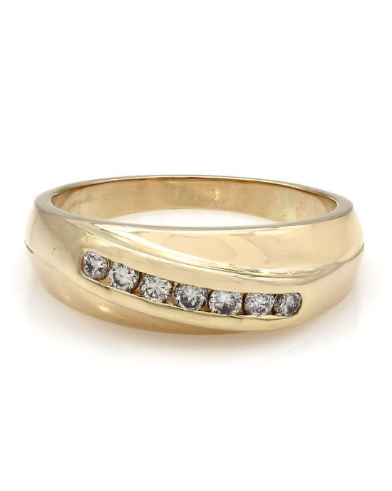 Gentleman's Diagonal Set Diamond Ring