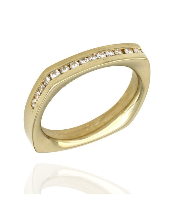 Gentleman's Diamond Square Ring in Gold