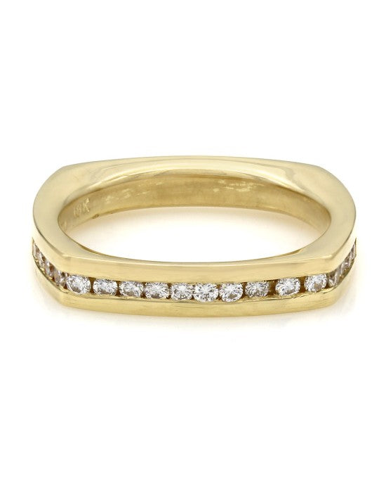 Gentleman's Diamond Square Ring in Gold