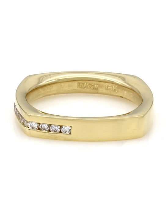 Gentleman's Diamond Square Ring in Gold