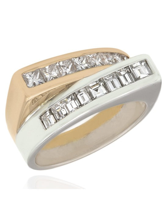 2 Tone Diamond Bypass ring