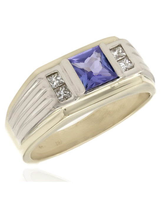 Gentleman's Tanzanite and Diamond Ring