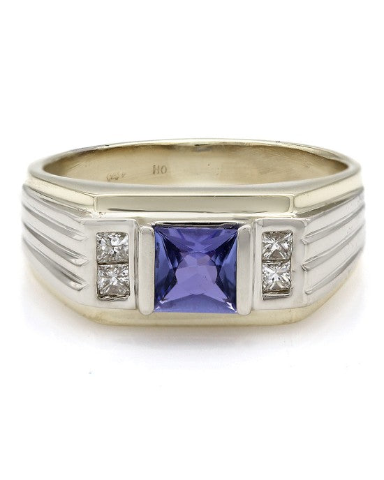 Gentleman's Tanzanite and Diamond Ring