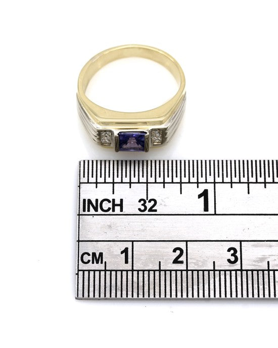 Gentleman's Tanzanite and Diamond Ring