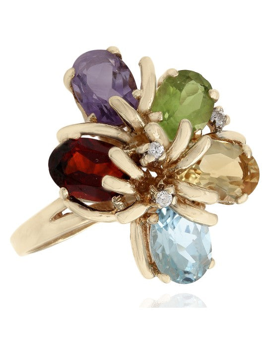 Multi Color Stone Ring in Gold