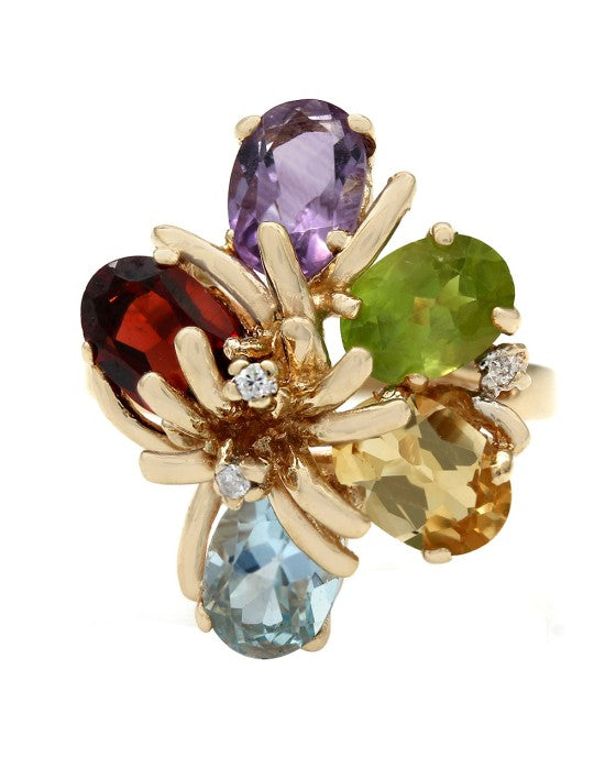 Multi Color Stone Ring in Gold