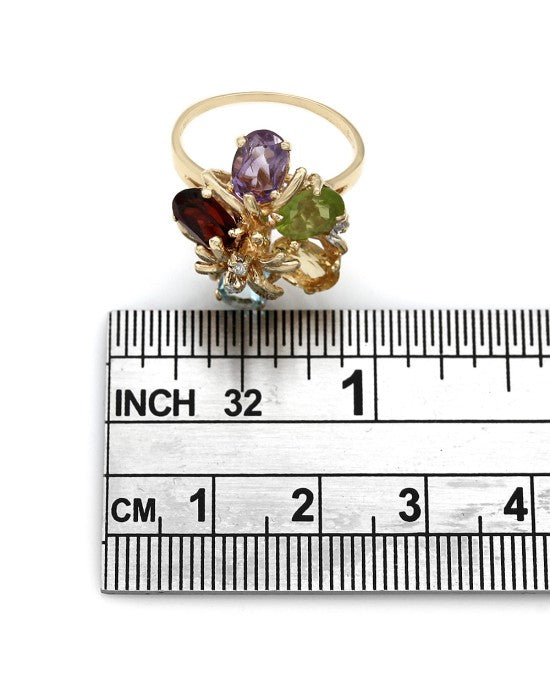 Multi Color Stone Ring in Gold