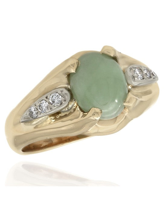 Jadeite and Diamond Accent Ring in Gold