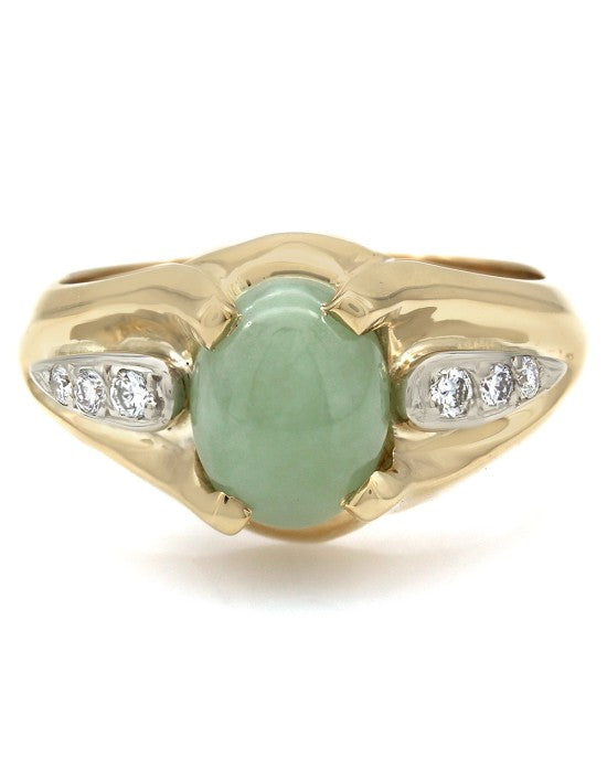 Jadeite and Diamond Accent Ring in Gold