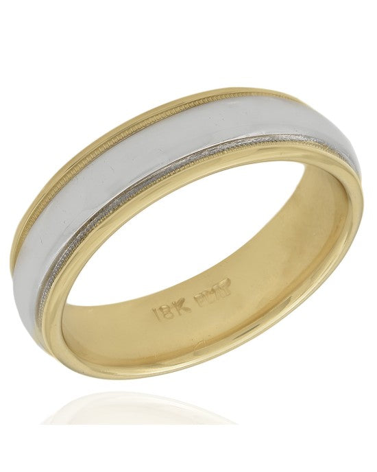 18K Yellow Gold and Platinum Wedding Band