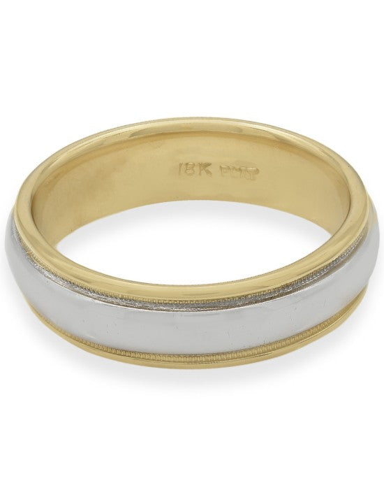 18K Yellow Gold and Platinum Wedding Band