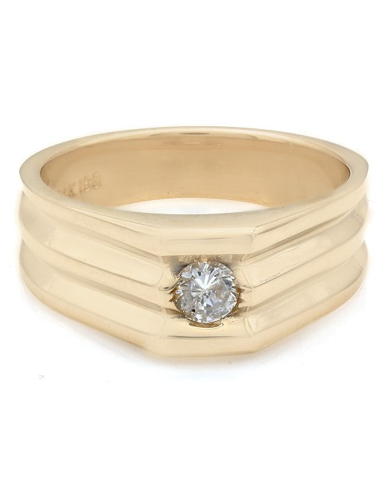 Gentleman's Diamond Solitaire Fluted Ring