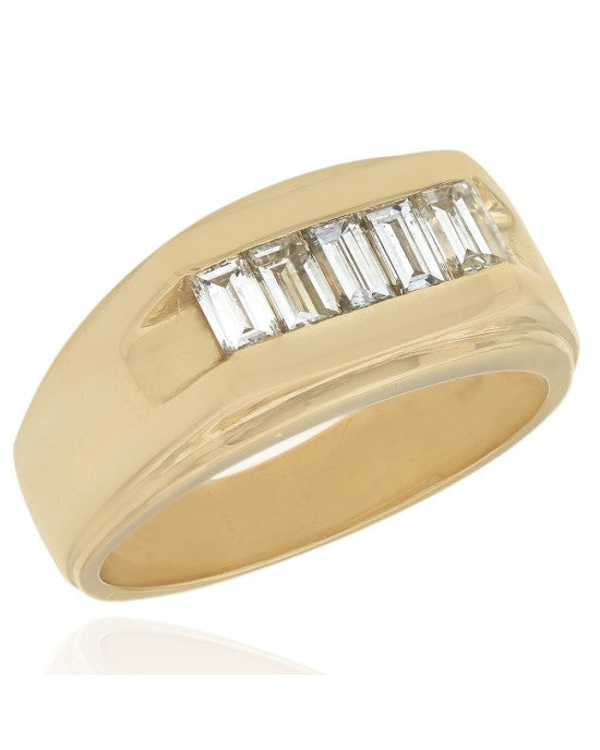 Gentleman's Baguette Diamond Rectangular Top Ring