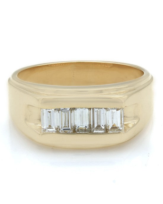 Gentleman's Baguette Diamond Rectangular Top Ring