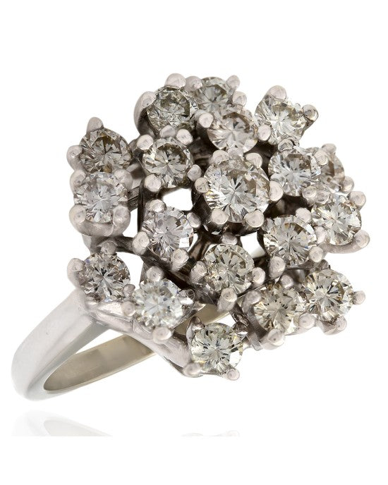 Diamond Cluster Ring in White Gold