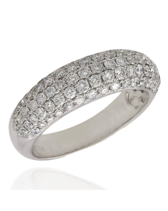 Diamond Pave Tapered Dome Ring in White Gold