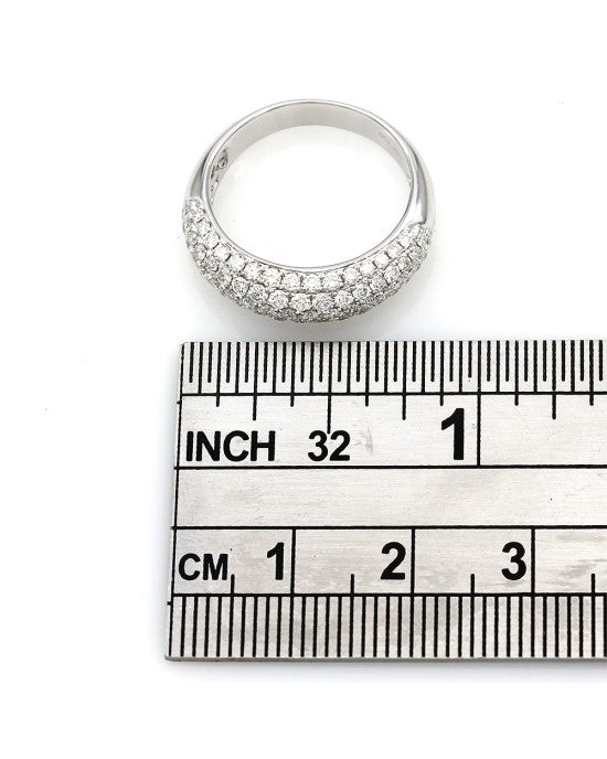 Diamond Pave Tapered Dome Ring in White Gold