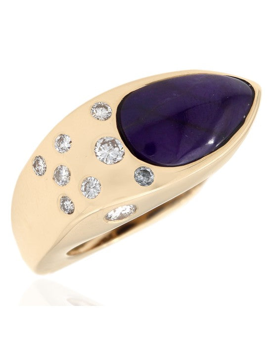 Sugalite and Diamond Square Shank Ring