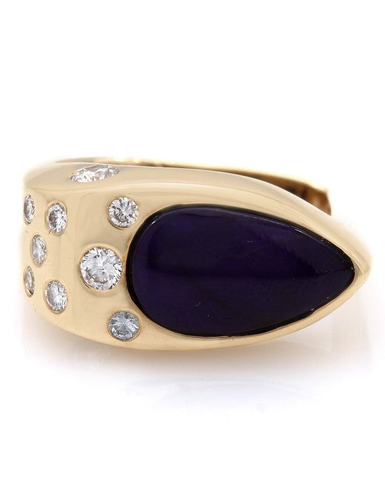 Sugalite and Diamond Square Shank Ring