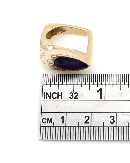 Sugalite and Diamond Square Shank Ring