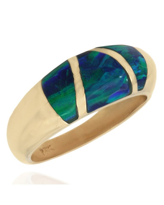 Boulder Opal Inlay Dome Ring in Gold