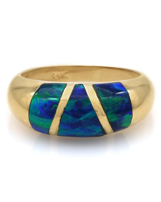 Boulder Opal Inlay Dome Ring in Gold