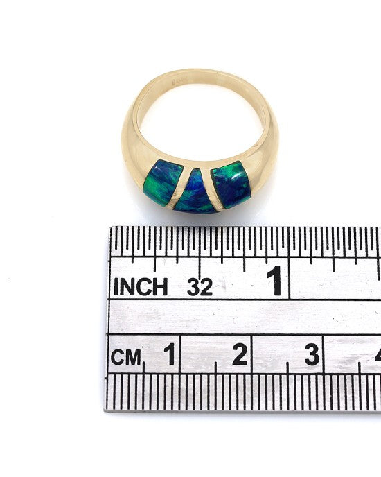 Boulder Opal Inlay Dome Ring in Gold