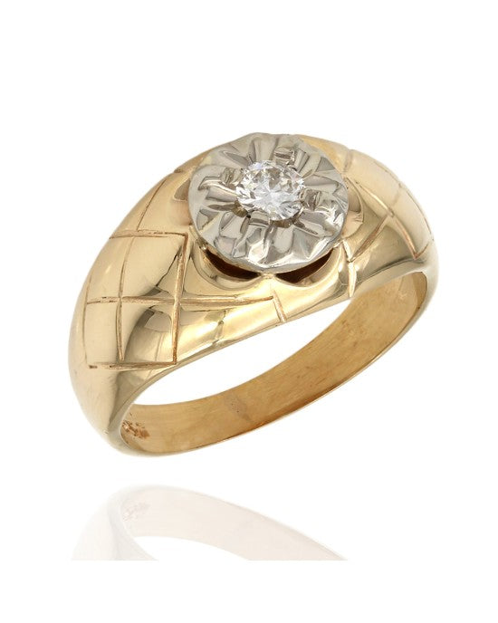 Gentleman's Diamond Solitaire Dome Ring