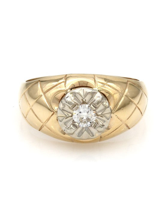 Gentleman's Diamond Solitaire Dome Ring