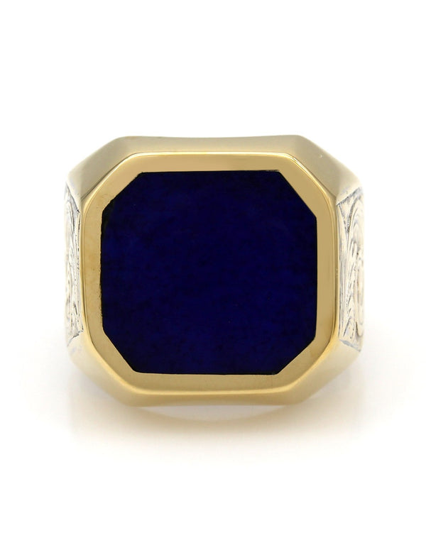 Octagon Top Lapis Ring with Scroll Sides
