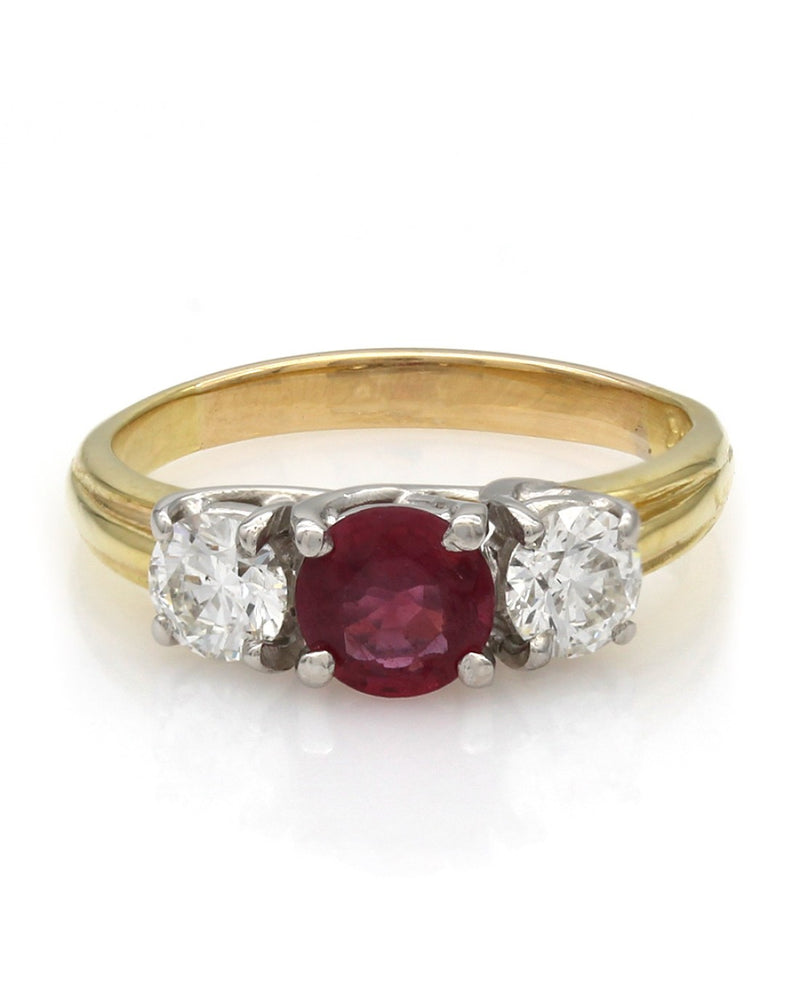 Three Stone Ruby and Diamond Ring