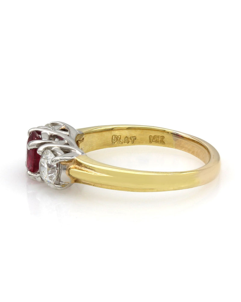 Three Stone Ruby and Diamond Ring