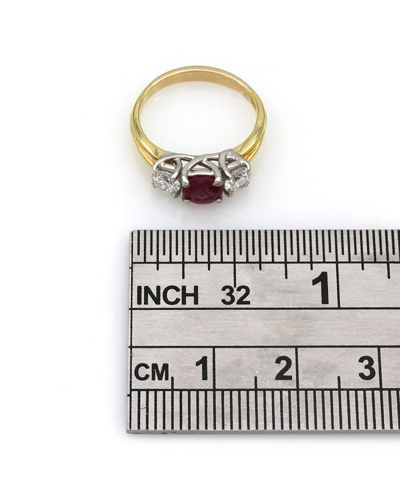 Three Stone Ruby and Diamond Ring