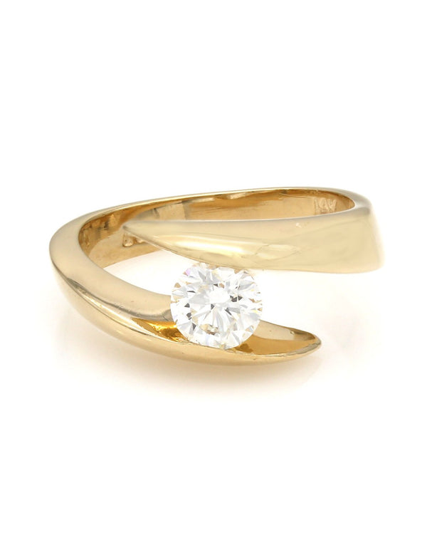 Round Brilliant Diamond Solitaire Bypass Ring