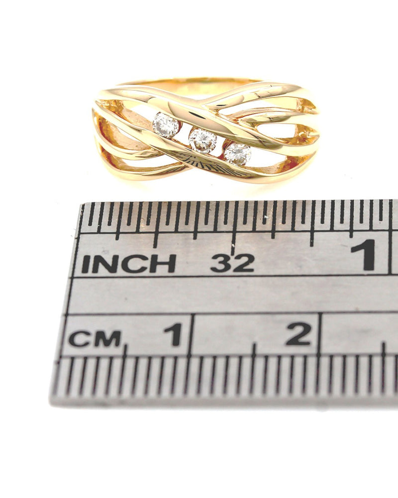 Three Stone Diamond Bypass Ring
