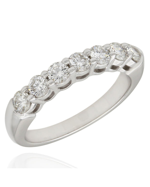 Seven Stone Round Diamond Band in 18k White Gold