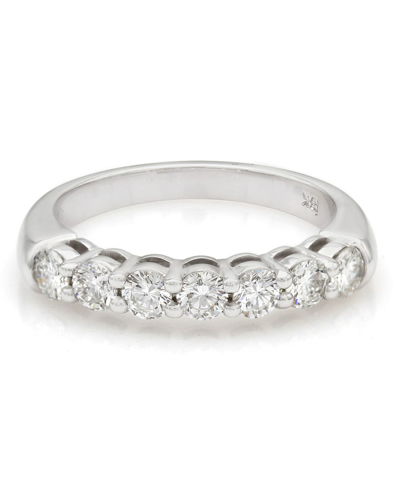 Seven Stone Round Diamond Band in 18k White Gold