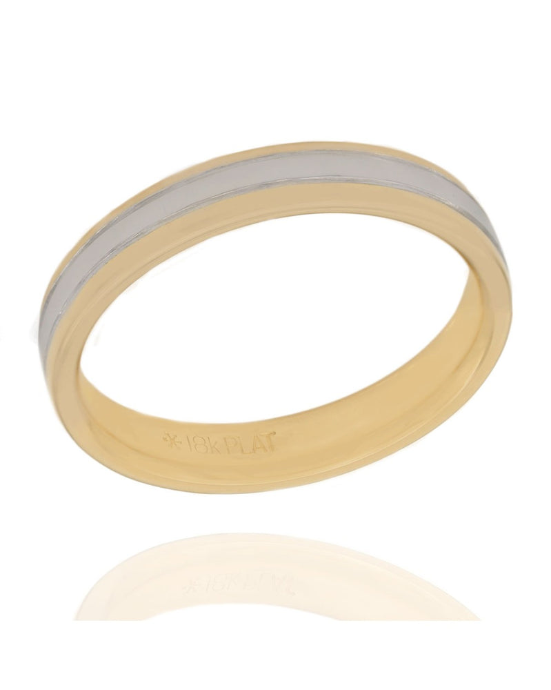 Gentlemans 2 Toned Grooved Edge Wedding Band