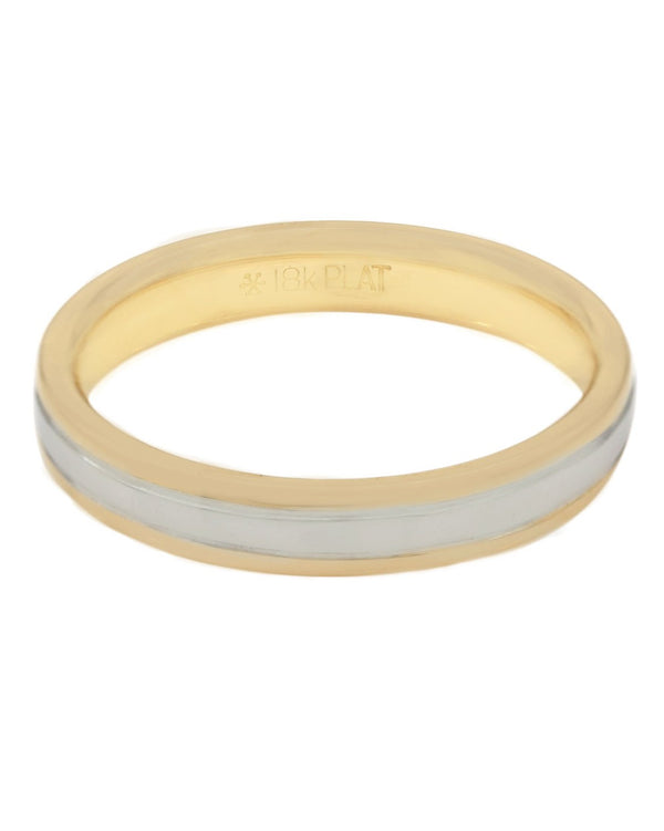 Gentlemans 2 Toned Grooved Edge Wedding Band